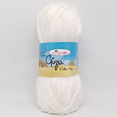 King Cole Giza Cotton 4 Ply Yarn 2190 White