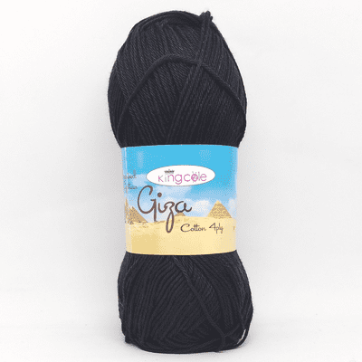 King Cole Giza Cotton 4 Ply Yarn 2201 Black