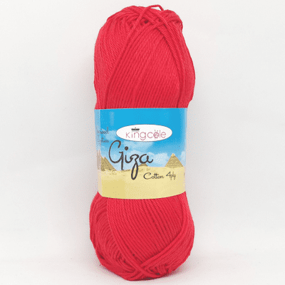 King Cole Giza Cotton 4 Ply Yarn 2202 Red