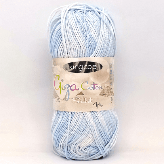 King Cole Giza Cotton Sorbet 4 Ply Yarn 2475 Blue Lagoon DISCONTINUED