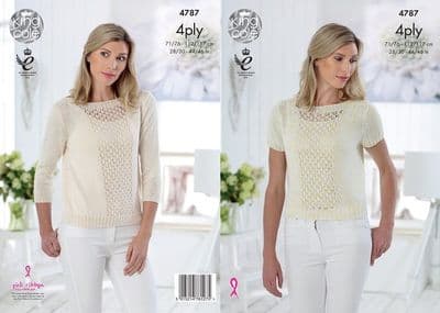 King Cole Giza Sorbet 4ply Top Sweater Knitting Pattern 4787