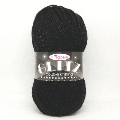 King Cole Glitz DK 480 Jet Black Sparkly Yarn