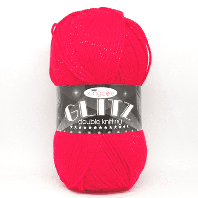 King Cole Glitz DK 481 Cherry Red Sparkly Yarn