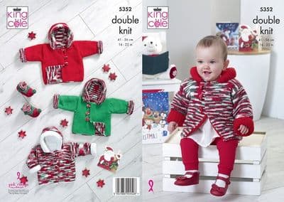 King Cole Glitz DK Reversible Duffle Coat Baby Knitting Pattern 5352