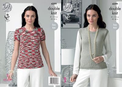 King Cole Glitz DK Top Slipover Knitting Pattern 4399 DISCONTINUED