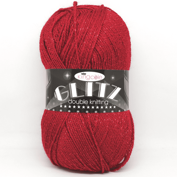 King Cole Glitz DK Yarn 3504 Flame Red