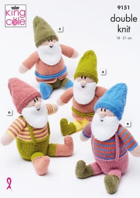 King Cole Gnomes Toy Knitting Pattern 9151