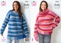 King Cole Hedgerow Chunky 6296 Jumpers Crochet Pattern