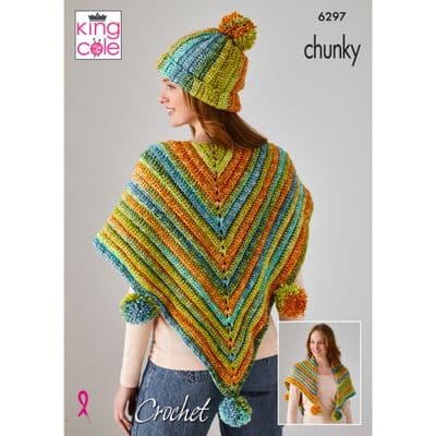 King Cole Hedgerow Chunky 6297 Hat Scarves Headband Crochet Pattern