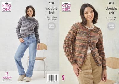 King Cole Homespun Prism DK 5998 Cardigan Sweater Knitting Pattern