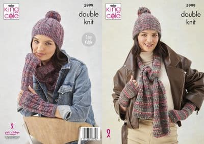 King Cole Homespun Prism DK 5999 Accessories Knitting Pattern