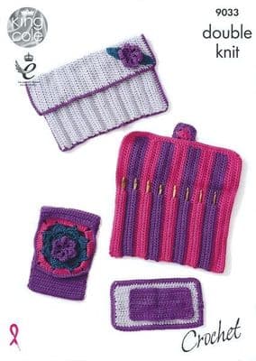King Cole Hook Roll Accessories Set Crochet Pattern 9033
