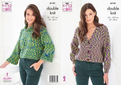 King Cole Jitterbug DK 6141 Cardigan Sweater Knitting Pattern