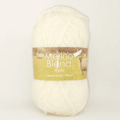 King Cole Merino Blend 4 Ply Superwash Wool 01 White