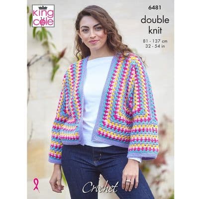 King Cole Merino DK Hexagon Cardigans Crochet Pattern 6481