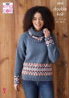 King Cole Merino DK Knitting Pattern 5870 Sweater Hat Cowl