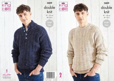 King Cole Merino DK Men's Sweaters Knitting Pattern 5809
