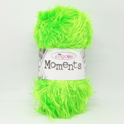 King Cole Moments DK Eyelash Yarn 3517 Fluorescent Green