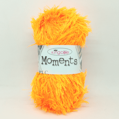 King Cole Moments DK Eyelash Yarn 3518 Fluorescent Orange