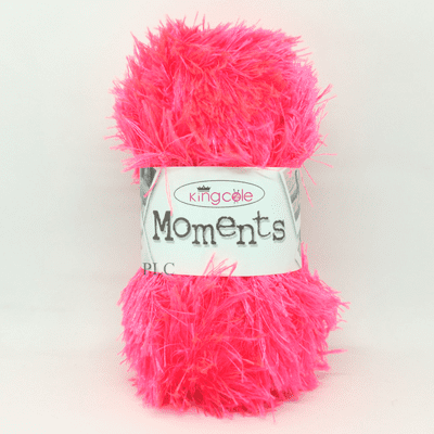 King Cole Moments DK Eyelash Yarn 3519 Fluorescent Pink