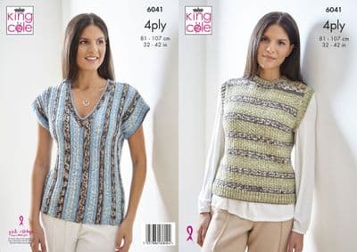King Cole Norse 4ply Pullover Top 6041 Knitting Pattern