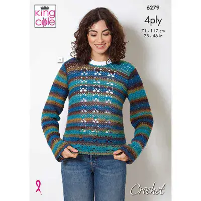 King Cole Rebel 4ply 6279 Sweater Accessories Crochet Pattern