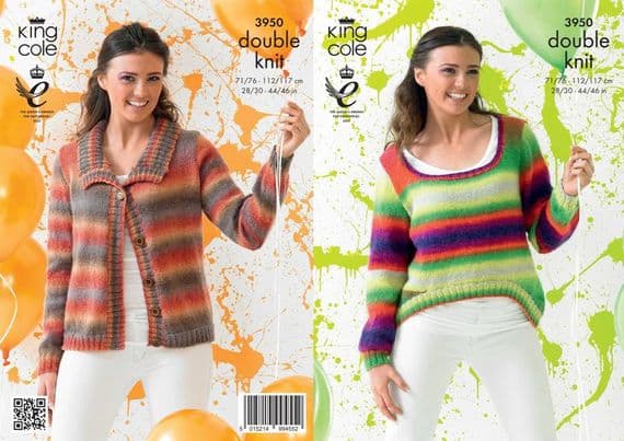King Cole Riot Cardigan Sweater Knitting Pattern 3950