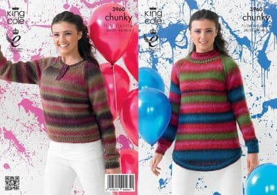 King Cole Riot Chunky 3960 Sweaters Knitting Pattern