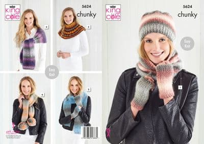 King Cole Riot Chunky 5624 Accessories Knitting Pattern
