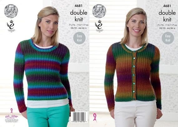 King Cole Riot DK Cardigan Sweater Knitting Pattern 4681