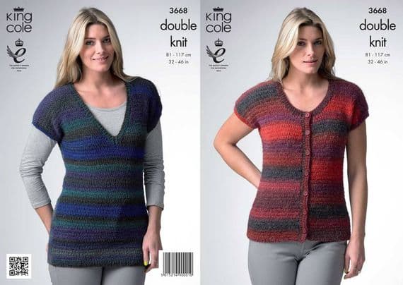 King Cole Riot DK Cardigan Top Knitting Pattern 3668