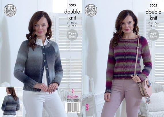 King Cole Riot DK Sweater Cardgan Knitting Pattern 5005
