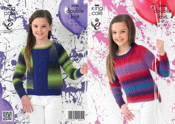 King Cole Riot DK Sweaters Knitting Pattern 3946