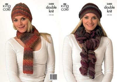 King Cole Riot Hats Scarves Crochet Pattern 3400