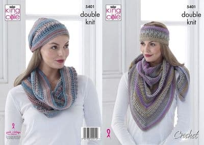 King Cole Riot Shawl Cowl Hat Crochet Pattern 5401