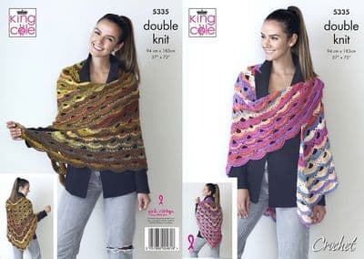 King Cole Riot Virus Shawl Crochet Pattern 5335