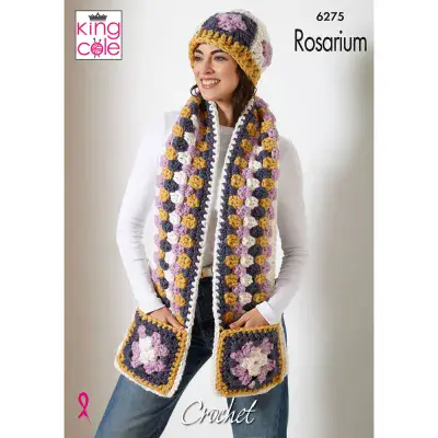 King Cole Rosarium Mega Chunky 6275 Granny Square Accessories Crochet Pattern