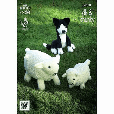 King Cole Sheep, Lamb Sheepdog Toys Knitting Pattern 9010