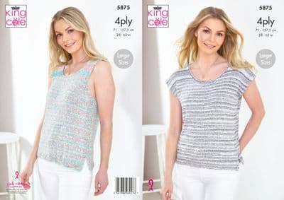 King Cole Summer 4ply 5875 Tops Knitting Pattern
