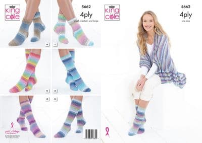King Cole Summer 4ply Socks Wrap Knitting Pattern 5662