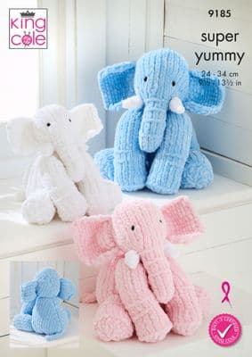 King Cole Super Yummy 9185 Elephant Toy Knitting Pattern