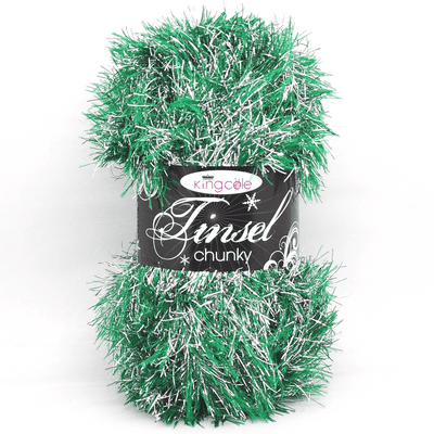 King Cole TINSEL Chunky 1780 FIR Green Silver Eyelash Yarn