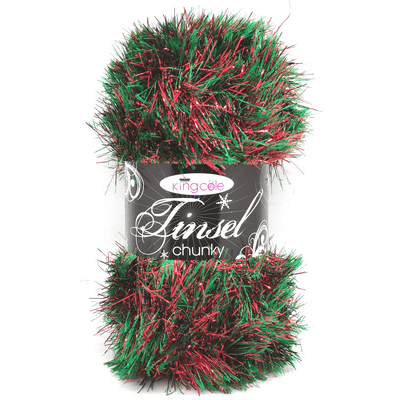King Cole TINSEL Chunky 1783 Christmas Green Red Eyelash Yarn