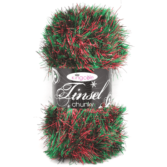 King Cole TINSEL Chunky 1783 Christmas Green Red Eyelash Yarn