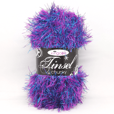 King Cole TINSEL Chunky 1784 Sparkler Magenta Blue Eyelash Yarn