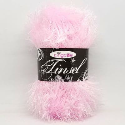 King Cole TINSEL Chunky 1993 Pale Pink Eyelash Yarn