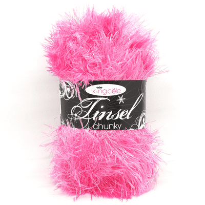 King Cole TINSEL Chunky 1996 Candy Pink Eyelash Yarn