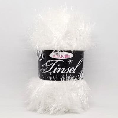 King Cole TINSEL Chunky 204 White Eyelash Yarn