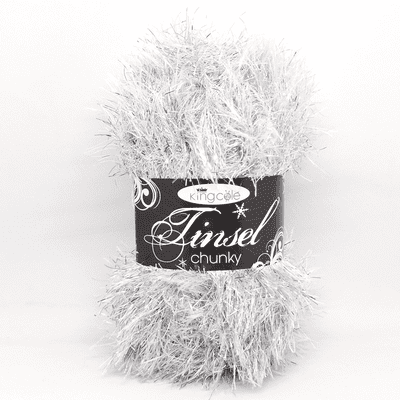 King Cole TINSEL Chunky 206 Silver Eyelash Yarn