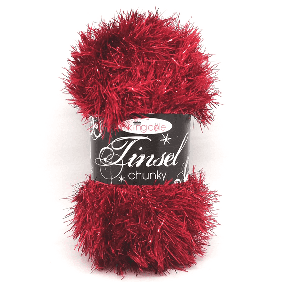 King Cole TINSEL Chunky 215 Claret Red Eyelash Yarn